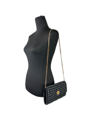 Versace Black Fabric Wallet On A Chain Crossbody Bag