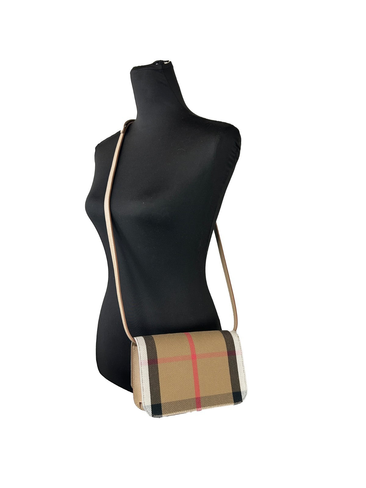 Burberry Small Leather Madison Crossbodyväska med rutmönster