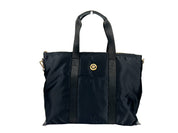 Versace Black Nylon La Medusa Shoulder Tote Bag