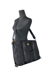 Versace Black Nylon La Medusa Shoulder Tote Bag