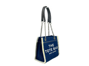 Marc Jacobs Denim The Tote Bag Small med kedjerem