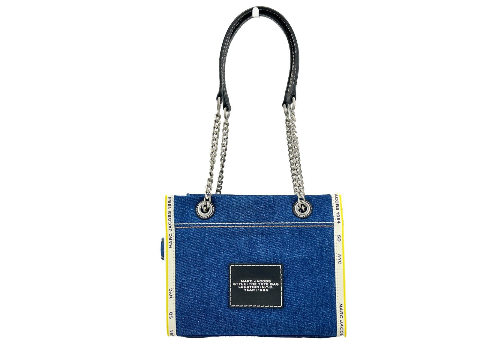 Marc Jacobs Denim The Tote Bag Small med kedjerem