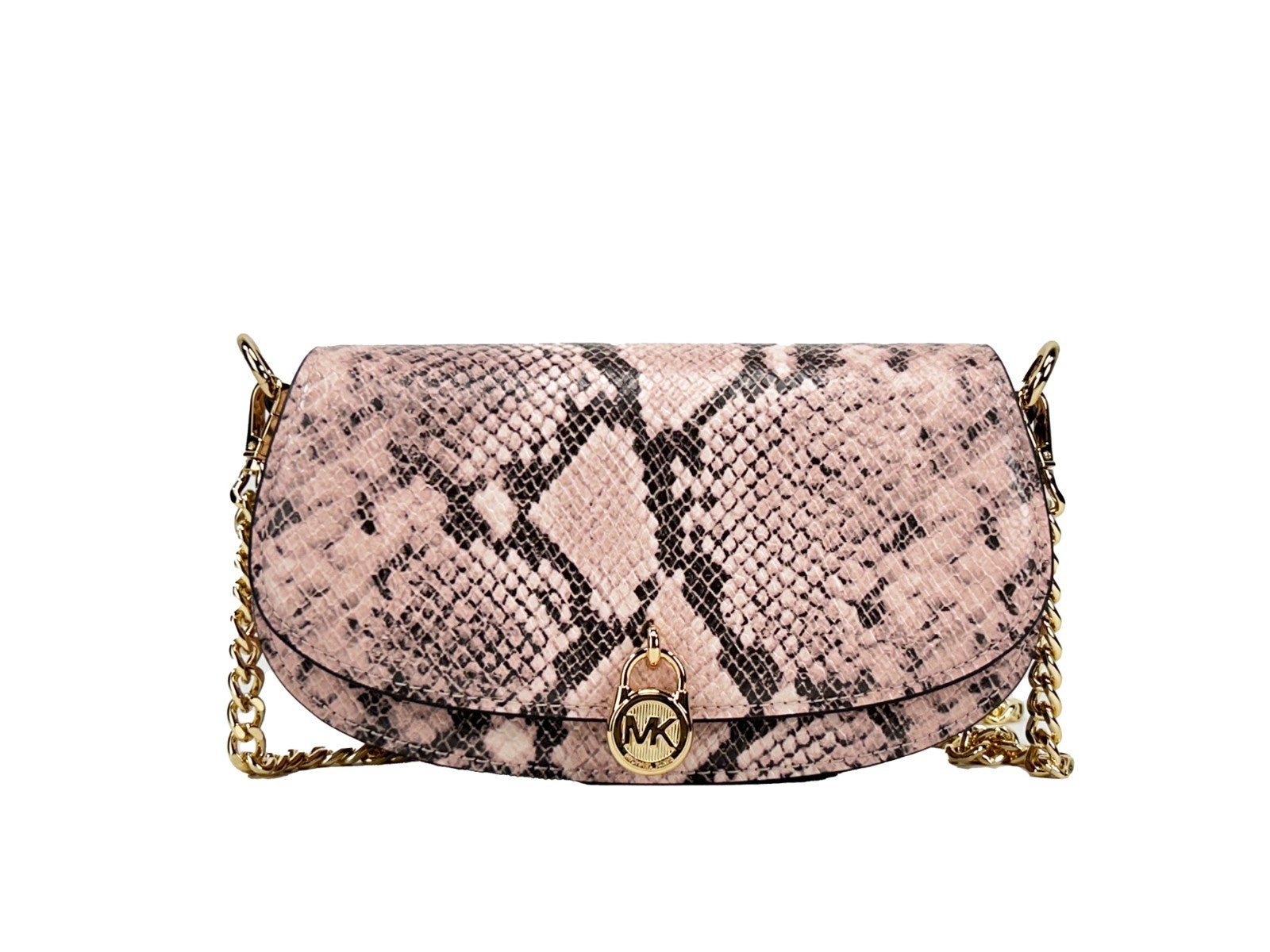 Michael Kors Mila Small Pink Snakeskin Messenger Crossbody Bag