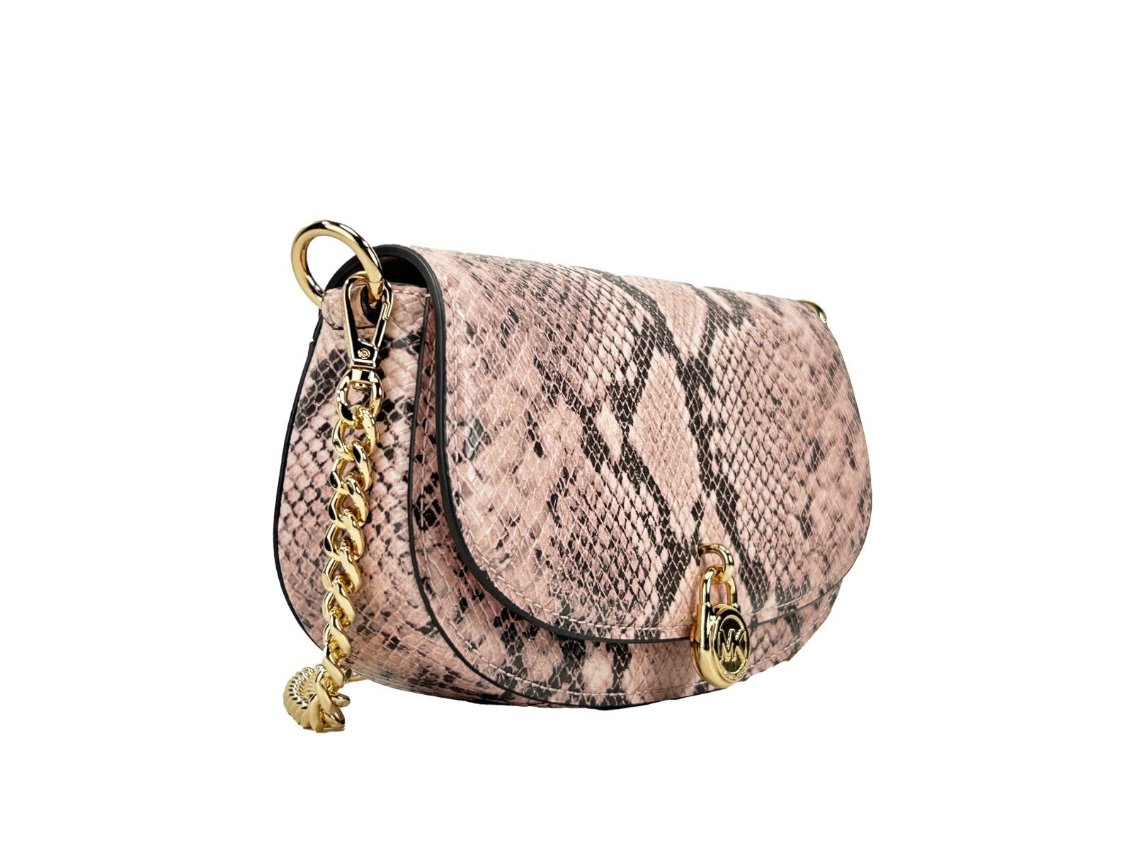 Michael Kors Mila Small Pink Snakeskin Messenger Crossbody Bag