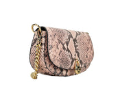 Michael Kors Mila Small Pink Snakeskin Messenger Crossbody Bag