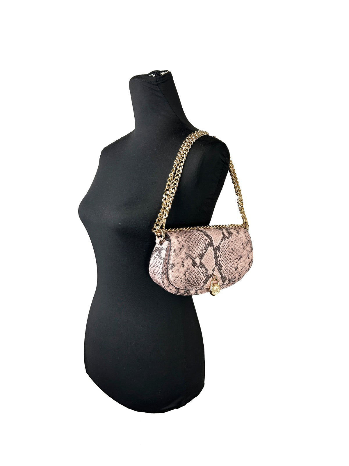 Michael Kors Mila Small Pink Snakeskin Messenger Crossbody Bag