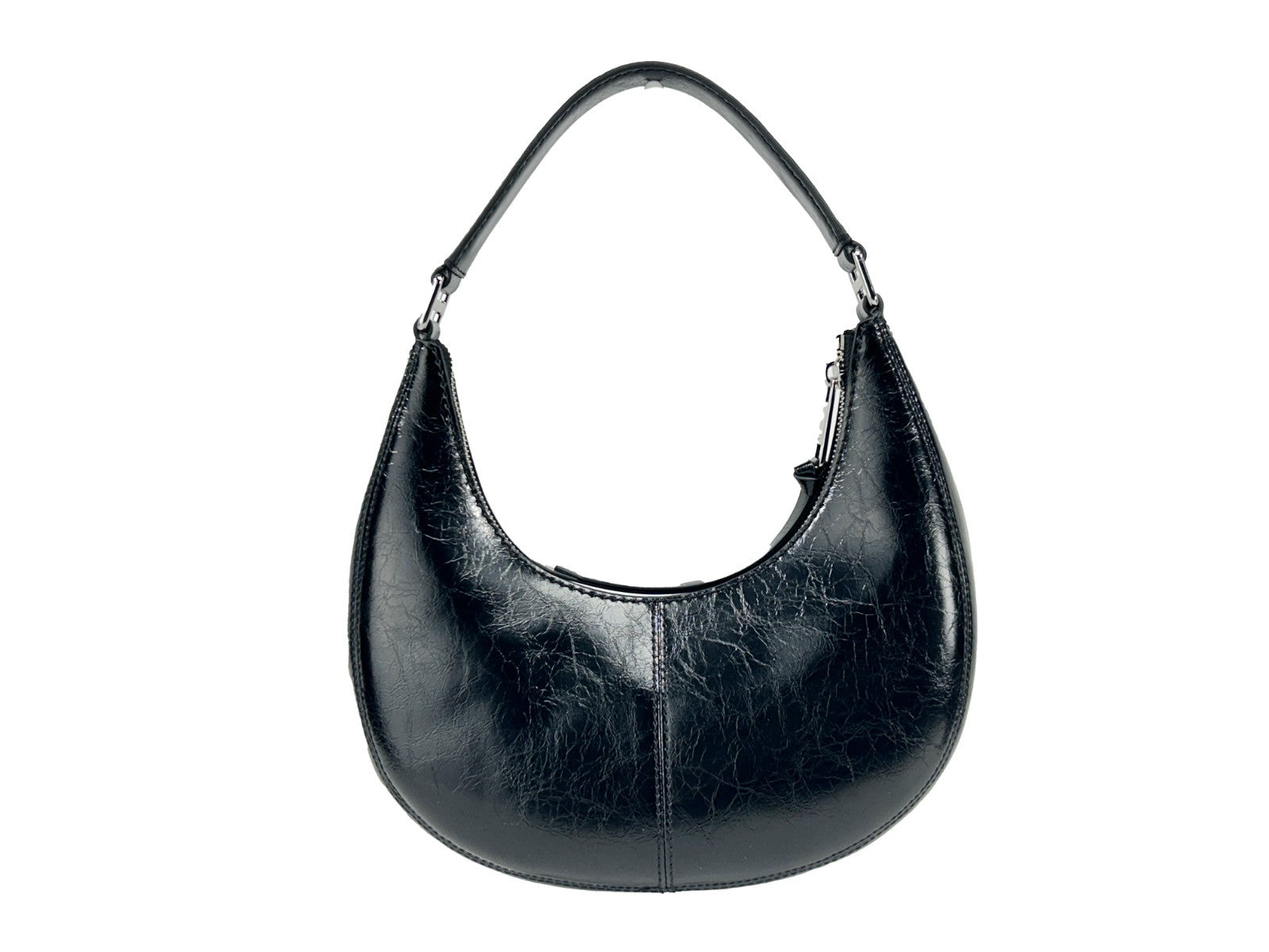 Marc Jacobs Black Cruiser Small Crescent Crinkle Leather Bag