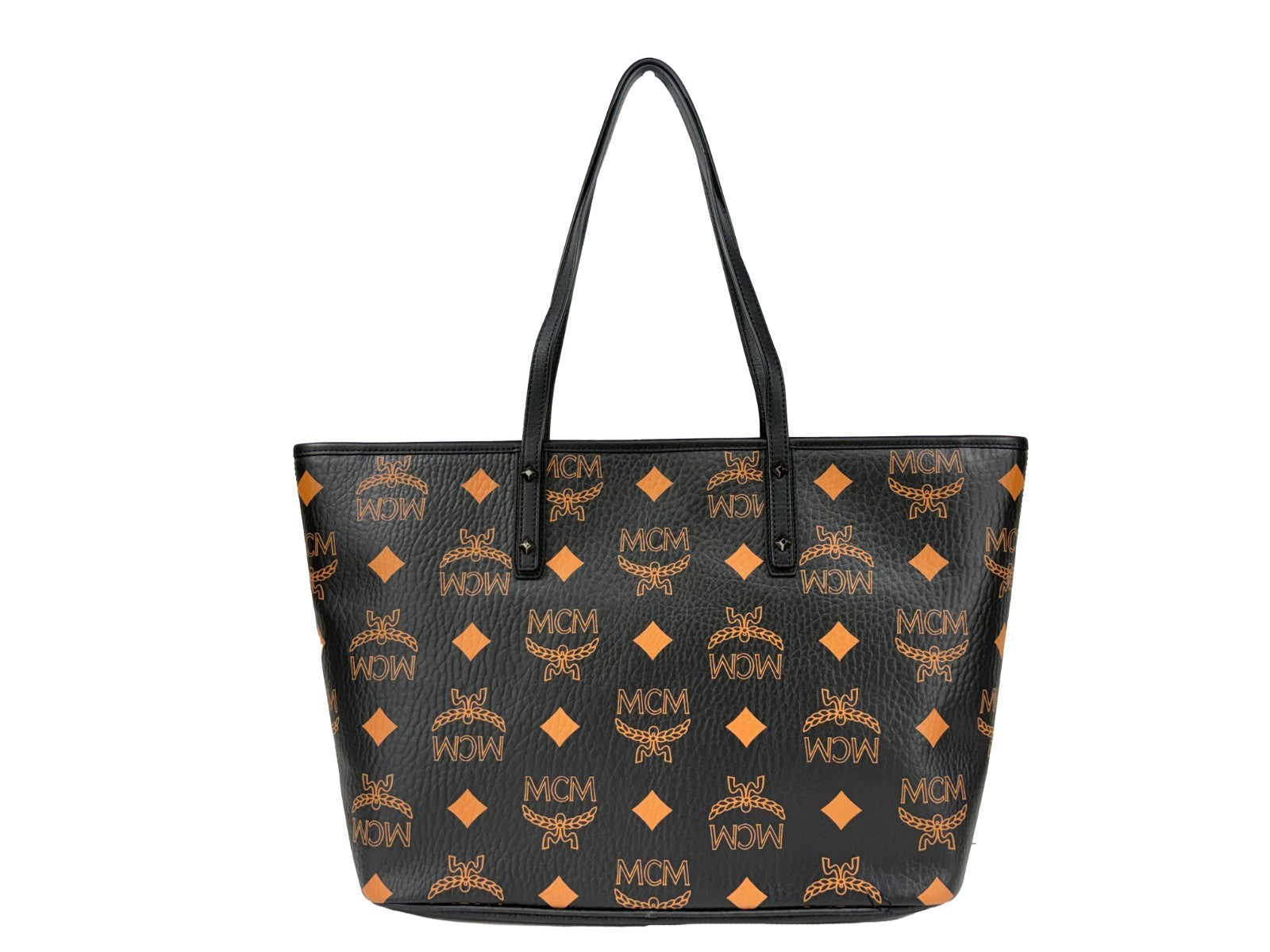 MCM Black Leather Shoulder Tote Bag