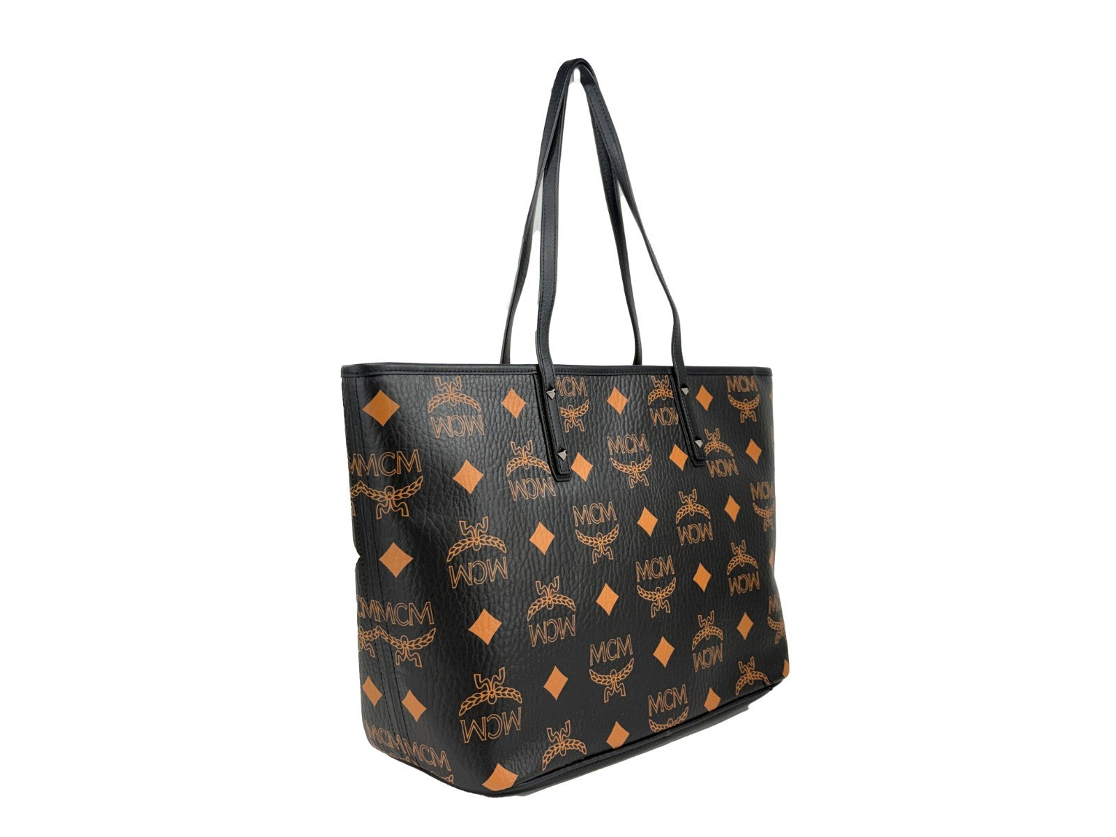 MCM Black Leather Shoulder Tote Bag