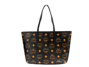 MCM Black Leather Shoulder Tote Bag