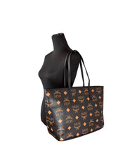 MCM Black Leather Shoulder Tote Bag