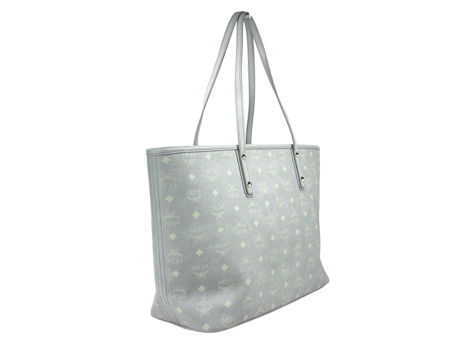 MCM Aren axelremsväska i läder, Misty Grey