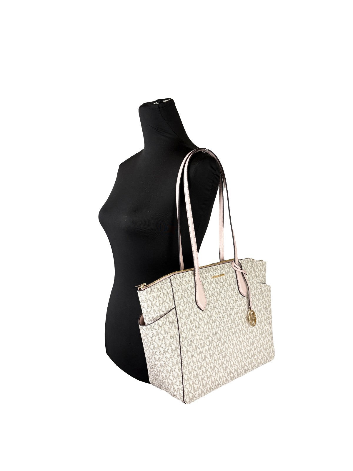 Michael Kors Marilyn Medelstor Signatur Vanilla Tygkasse