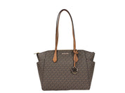 Michael Kors Marilyn Medium signaturväska i brunt läder/PVC