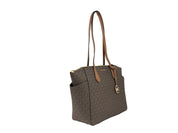 Michael Kors Marilyn Medium signaturväska i brunt läder/PVC