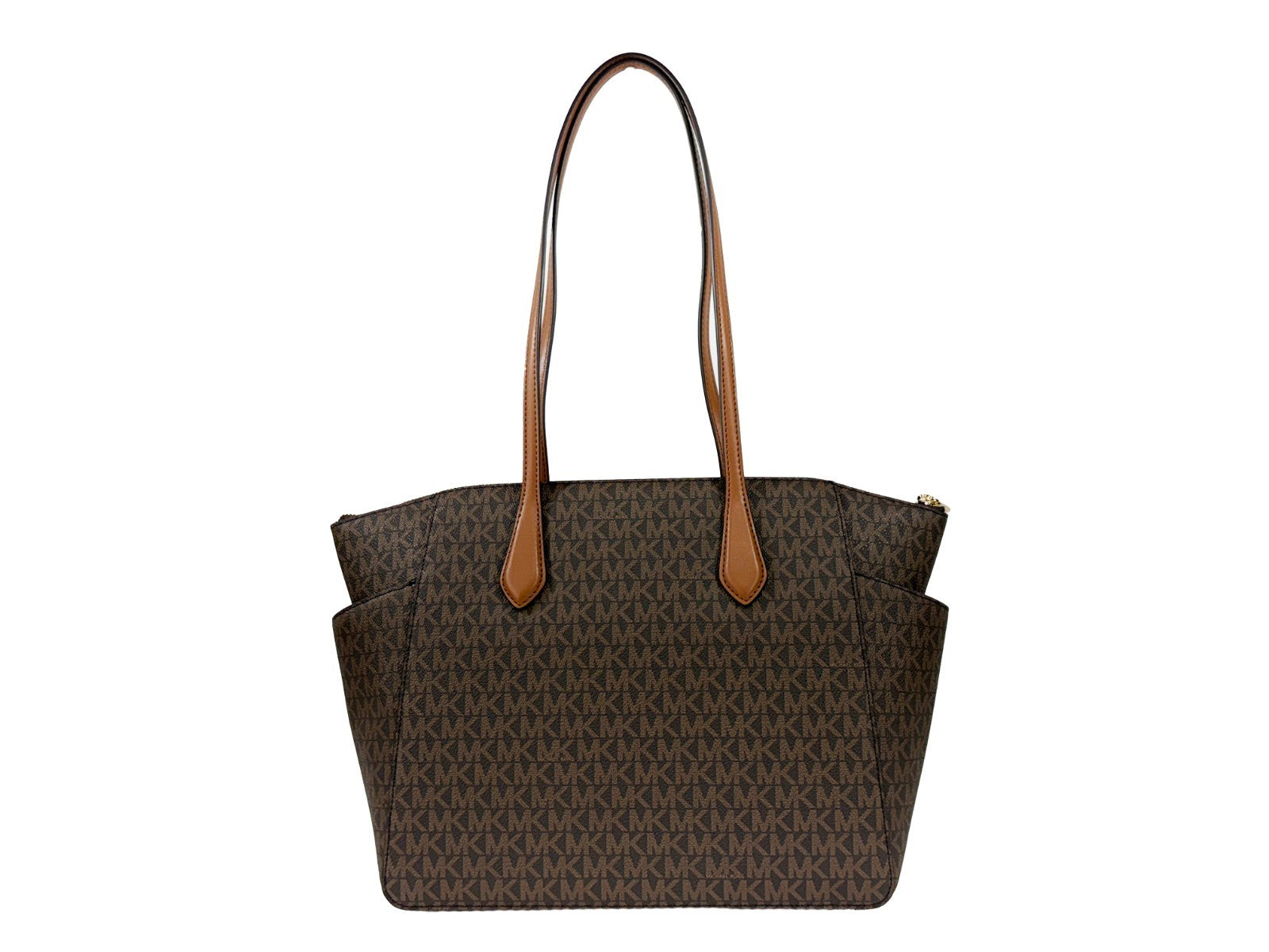 Michael Kors Marilyn Medium signaturväska i brunt läder/PVC