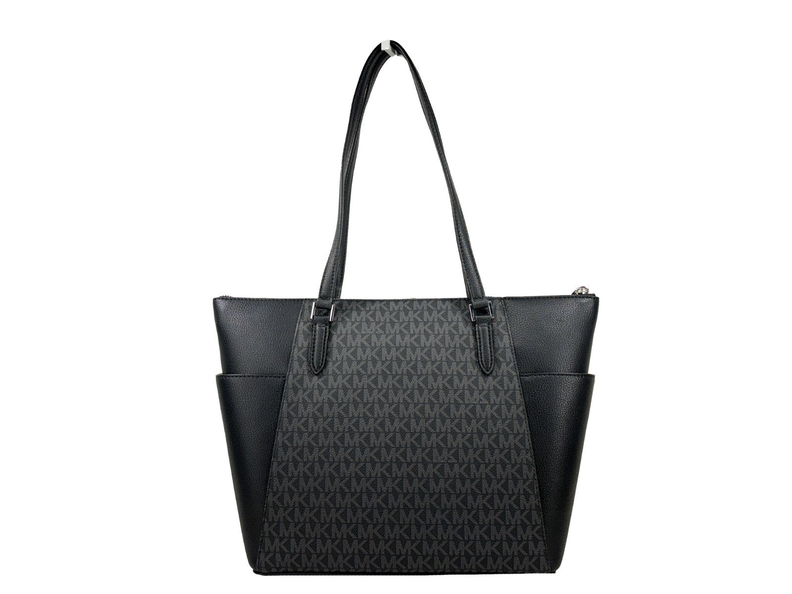 Michael Kors Charlotte Svart Signature Saffiano Läder Dragkedja Tote Väska
