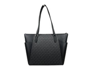 Michael Kors Charlotte Svart Signature Saffiano Läder Dragkedja Tote Väska