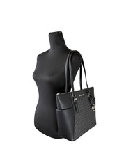 Michael Kors Charlotte Svart Signature Saffiano Läder Dragkedja Tote Väska