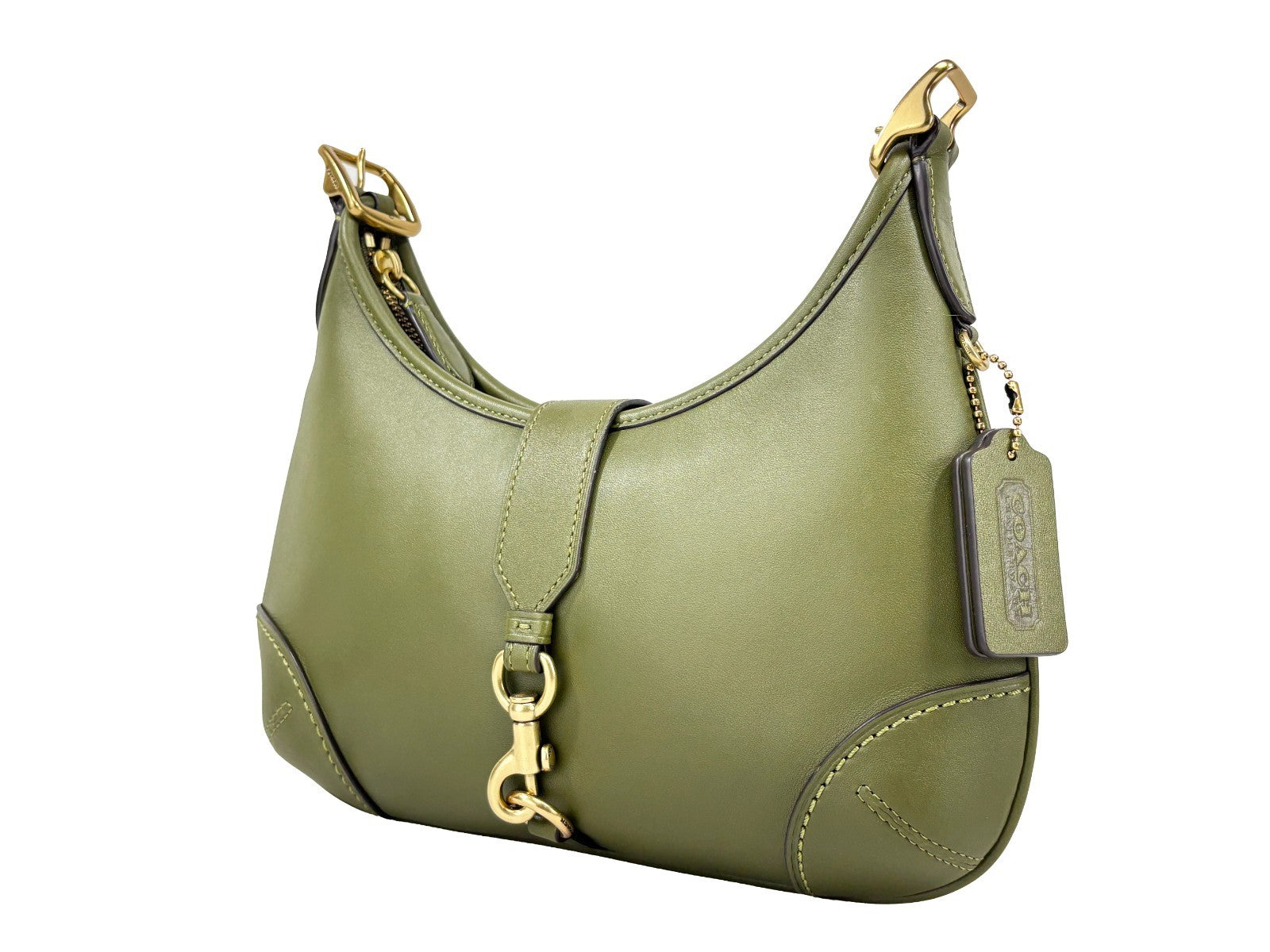 Coach Hamptons Olive Green Leather Hobo Shoulder Bag
