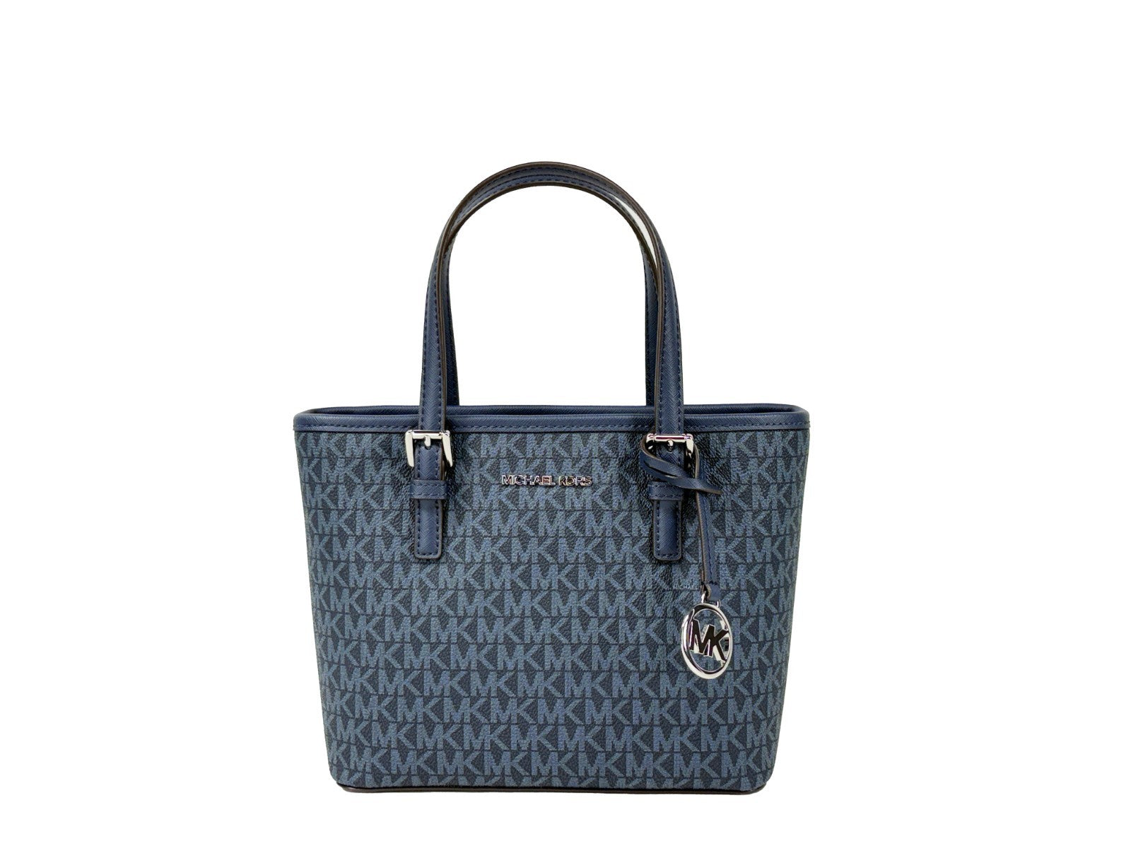Michael Kors Marinblå Signature XS Carryall tygväska