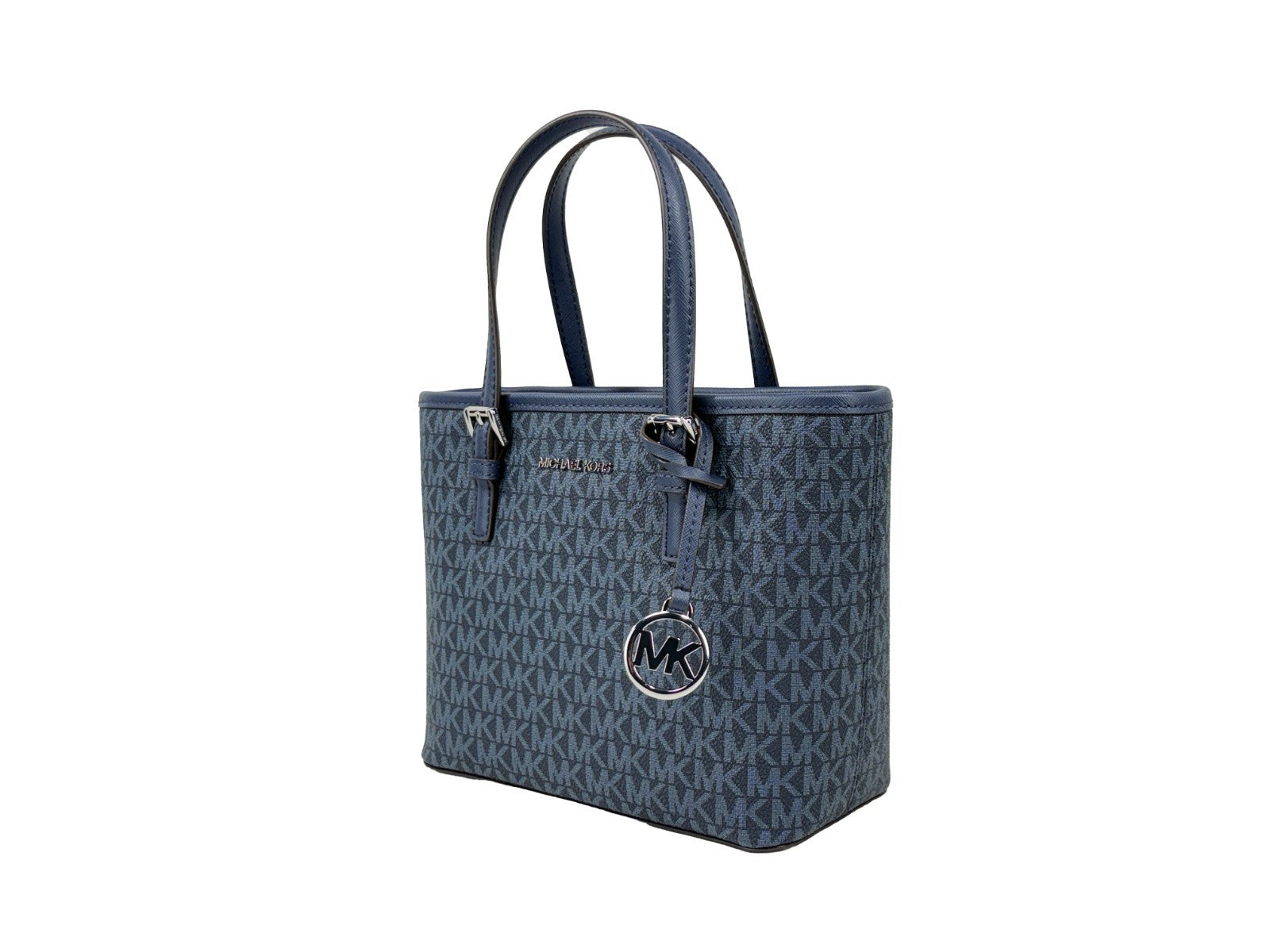Michael Kors Marinblå Signature XS Carryall tygväska