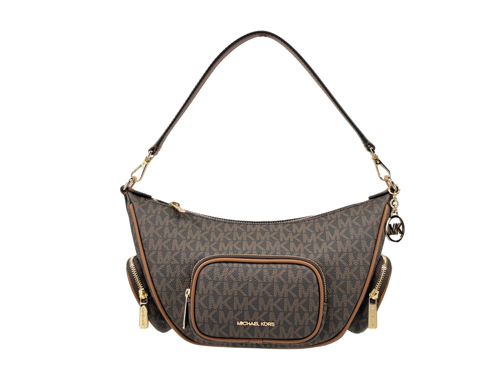 Michael Kors Merritt Convertible Crossbody Bag in Brown PVC and Leather