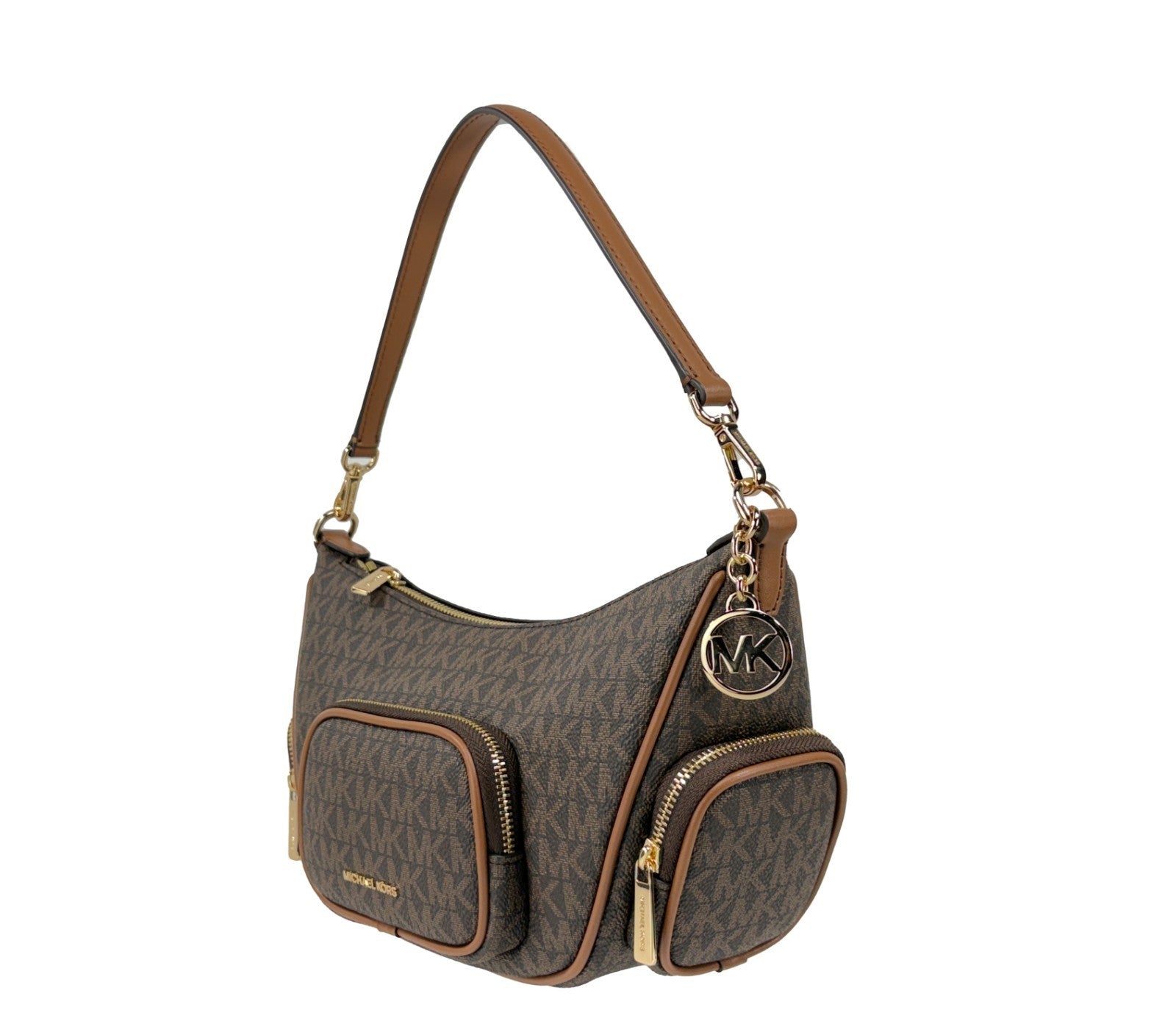Michael Kors Merritt Convertible Crossbody Bag in Brown PVC and Leather
