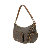 Michael Kors Merritt Convertible Crossbody Bag in Brown PVC and Leather