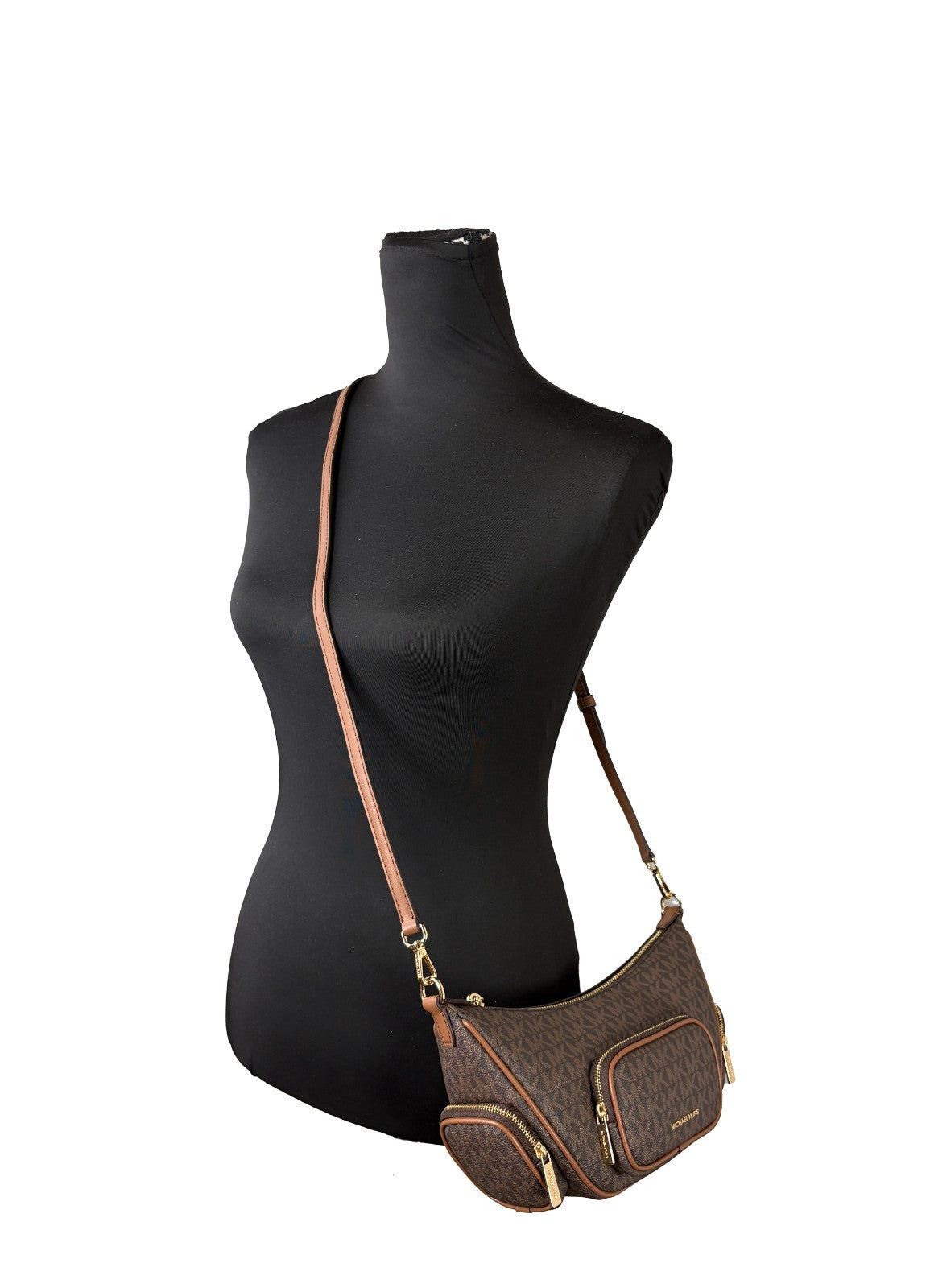 Michael Kors Merritt Convertible Crossbody Bag in Brown PVC and Leather