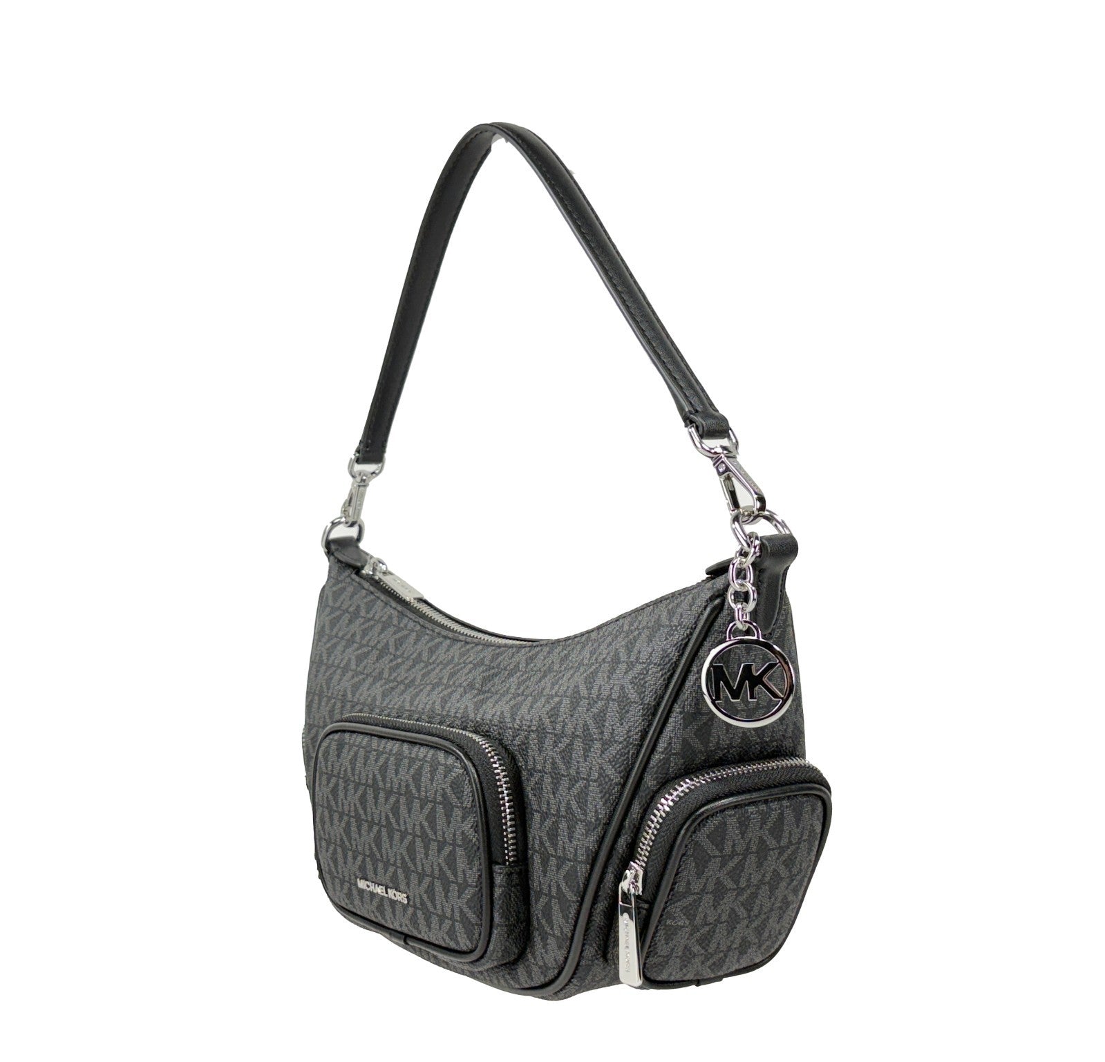 Michael Kors Merritt Convertible Crossbody Bag in Black PVC and Leather