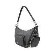 Michael Kors Merritt Convertible Crossbody Bag in Black PVC and Leather
