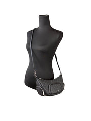 Michael Kors Merritt Convertible Crossbody Bag in Black PVC and Leather
