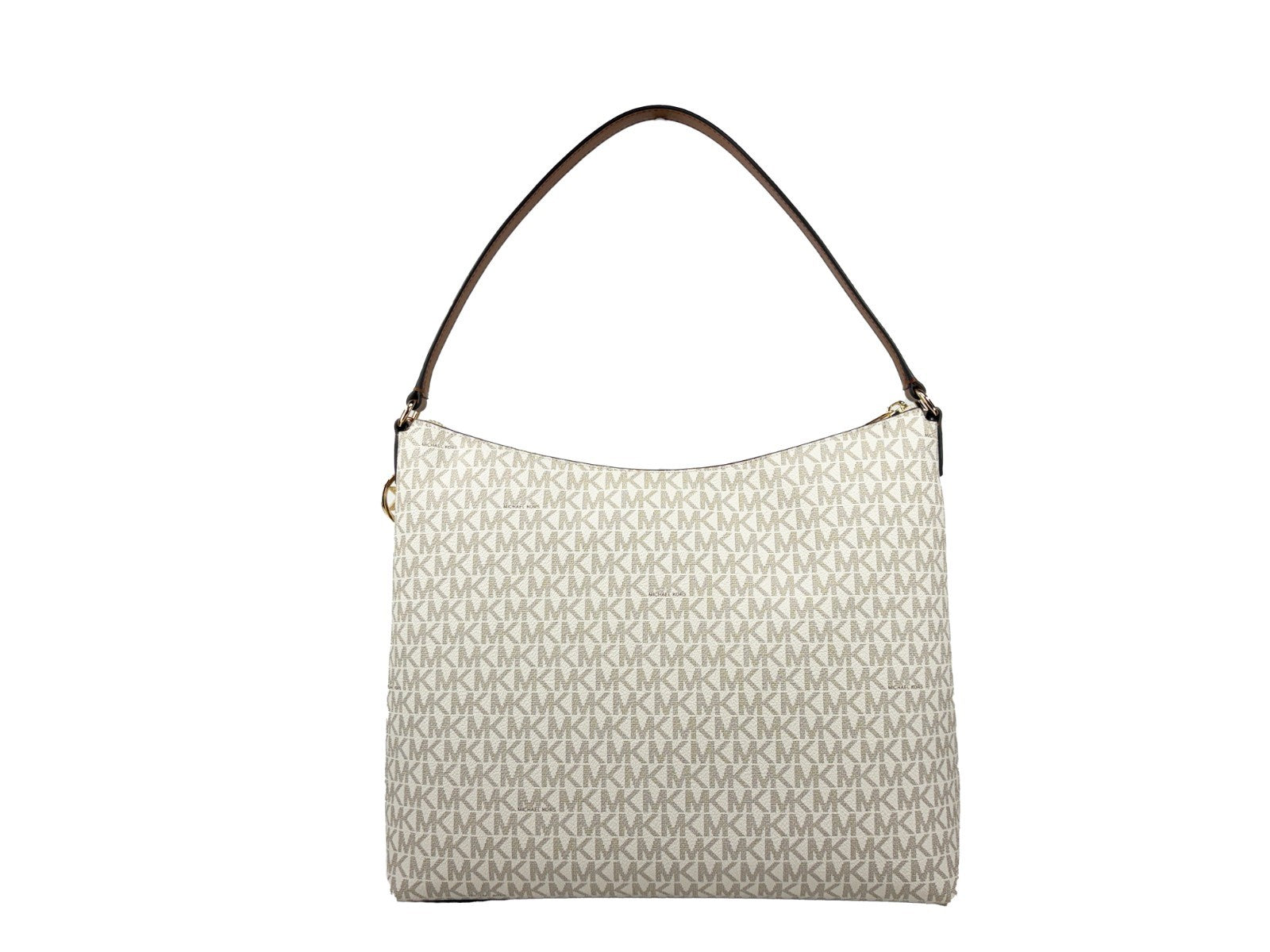 Michael Kors Merritt Large Cargo Shoulder Bag in Vanilla PVC and Leather