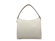 Michael Kors Merritt Large Cargo Shoulder Bag in Vanilla PVC and Leather