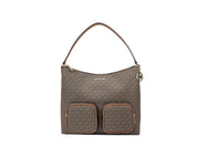 Michael Kors Merritt Brown PVC and Leather Shoulder Bag