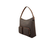 Michael Kors Merritt Brown PVC and Leather Shoulder Bag