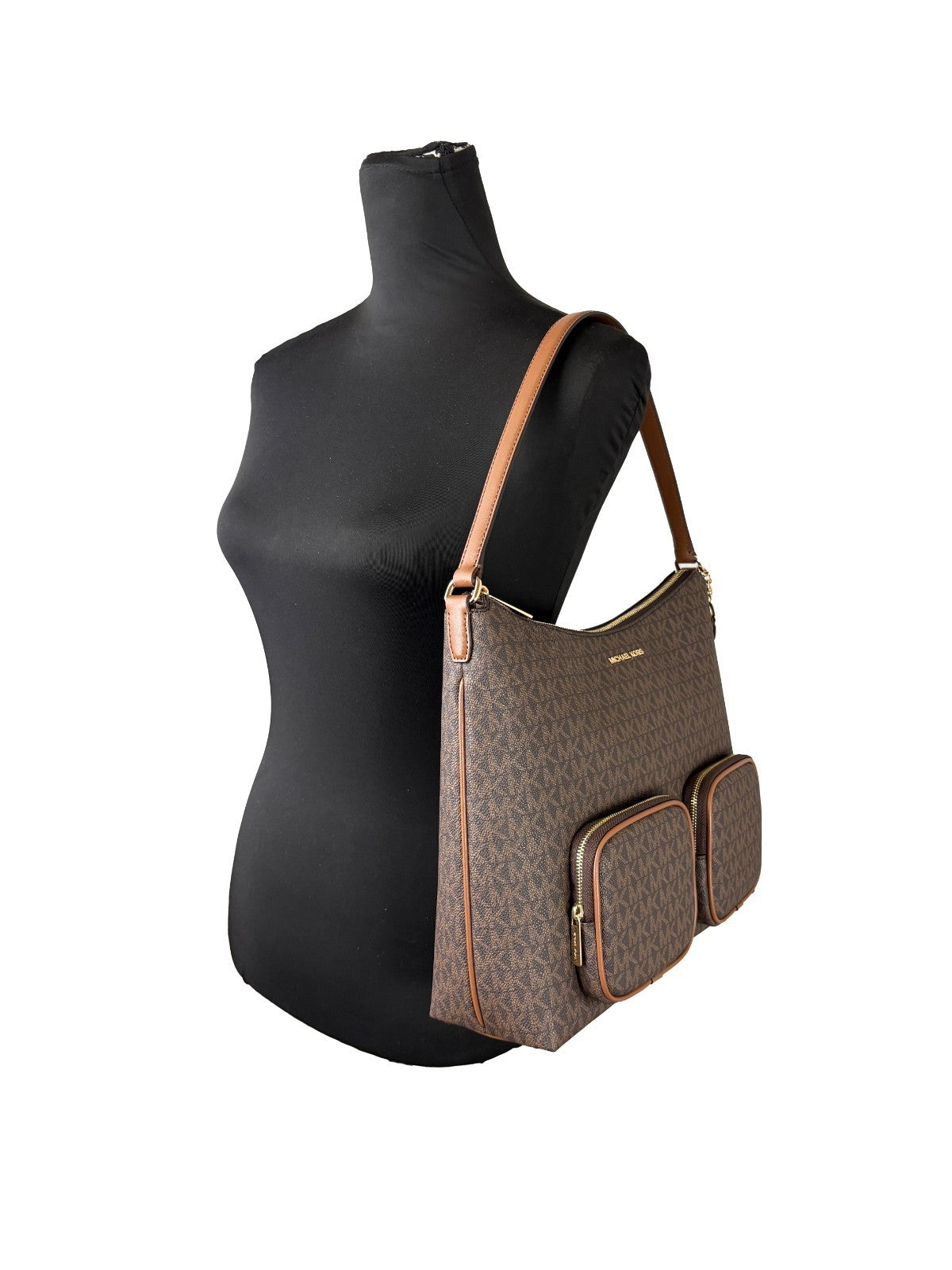 Michael Kors Merritt Brown PVC and Leather Shoulder Bag