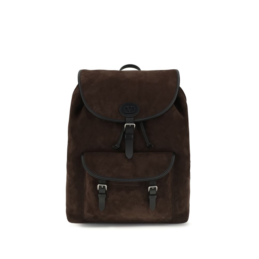 Valentino Garavani Brown Suede Antibes Backpack