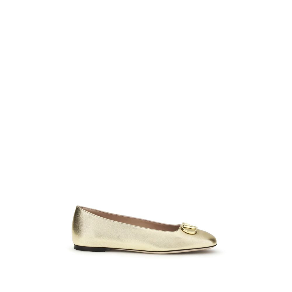 Valentino Garavani Gold Nappa Leather Ballet Flats