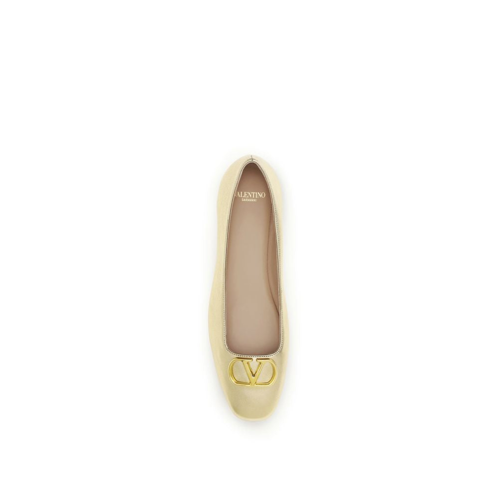 Valentino Garavani Gold Nappa Leather Ballet Flats