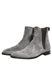 Dolce & Gabbana Gray Suede Leather Chelsea Boots