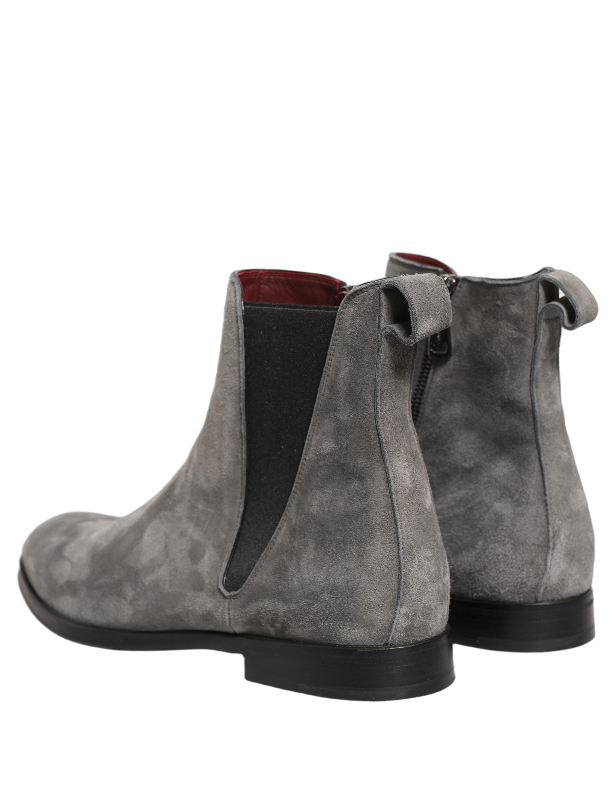 Dolce & Gabbana Gray Suede Chelsea Boots with Zipper