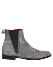 Dolce & Gabbana Gray Suede Chelsea Boots with Zipper