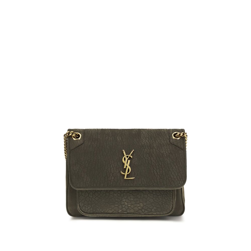 Saint Laurent Gray Lambskin Shoulder Bag