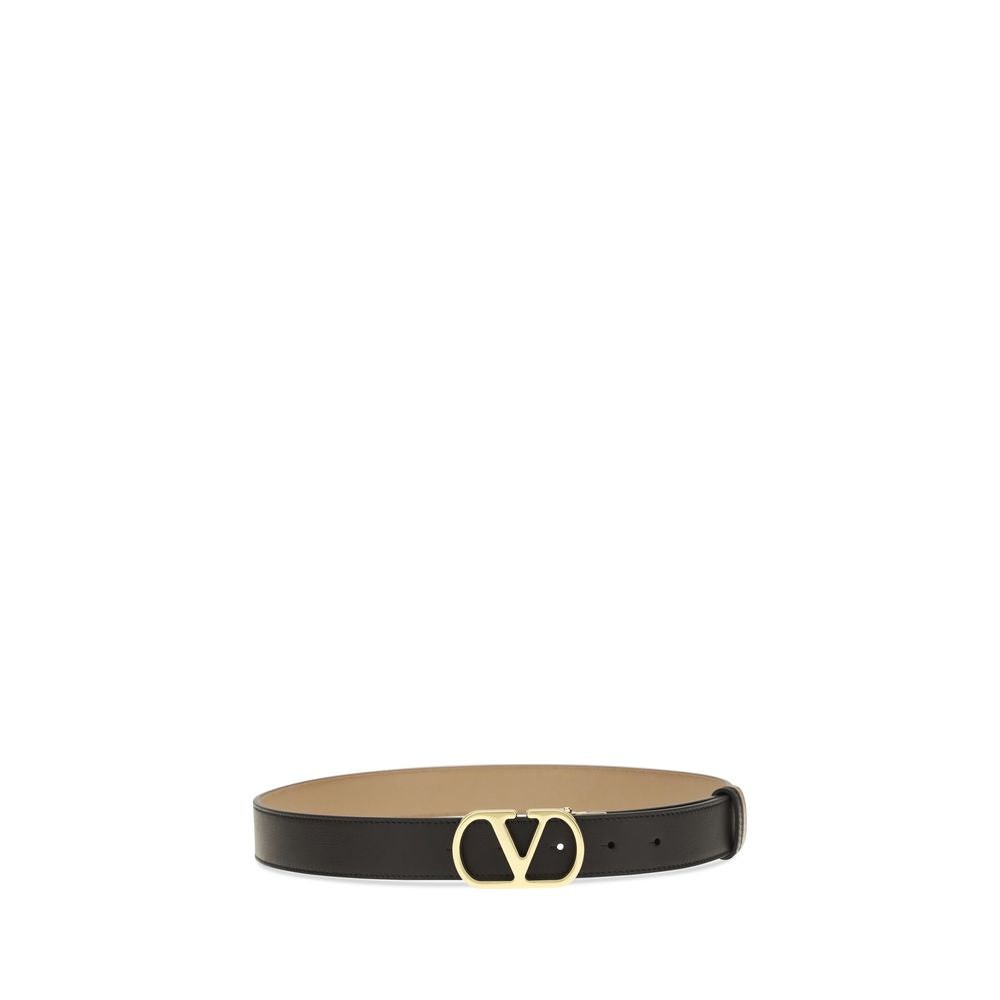 Valentino Garavani Black Calf Leather Regular Belt