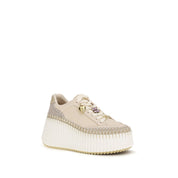 Chloé Beige Calf Leather Platform Sneakers