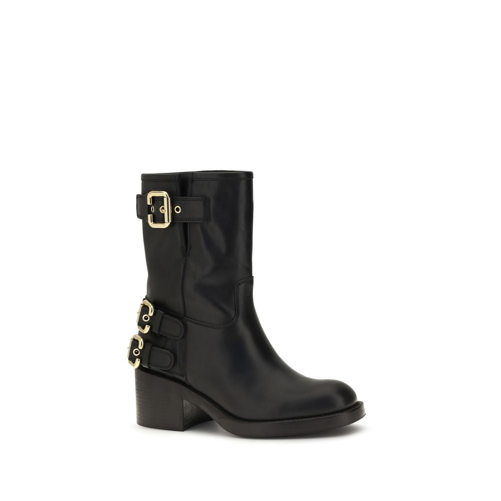 Chloé Black Calf Leather Ankle Boots