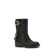 Chloé Black Calf Leather Ankle Boots
