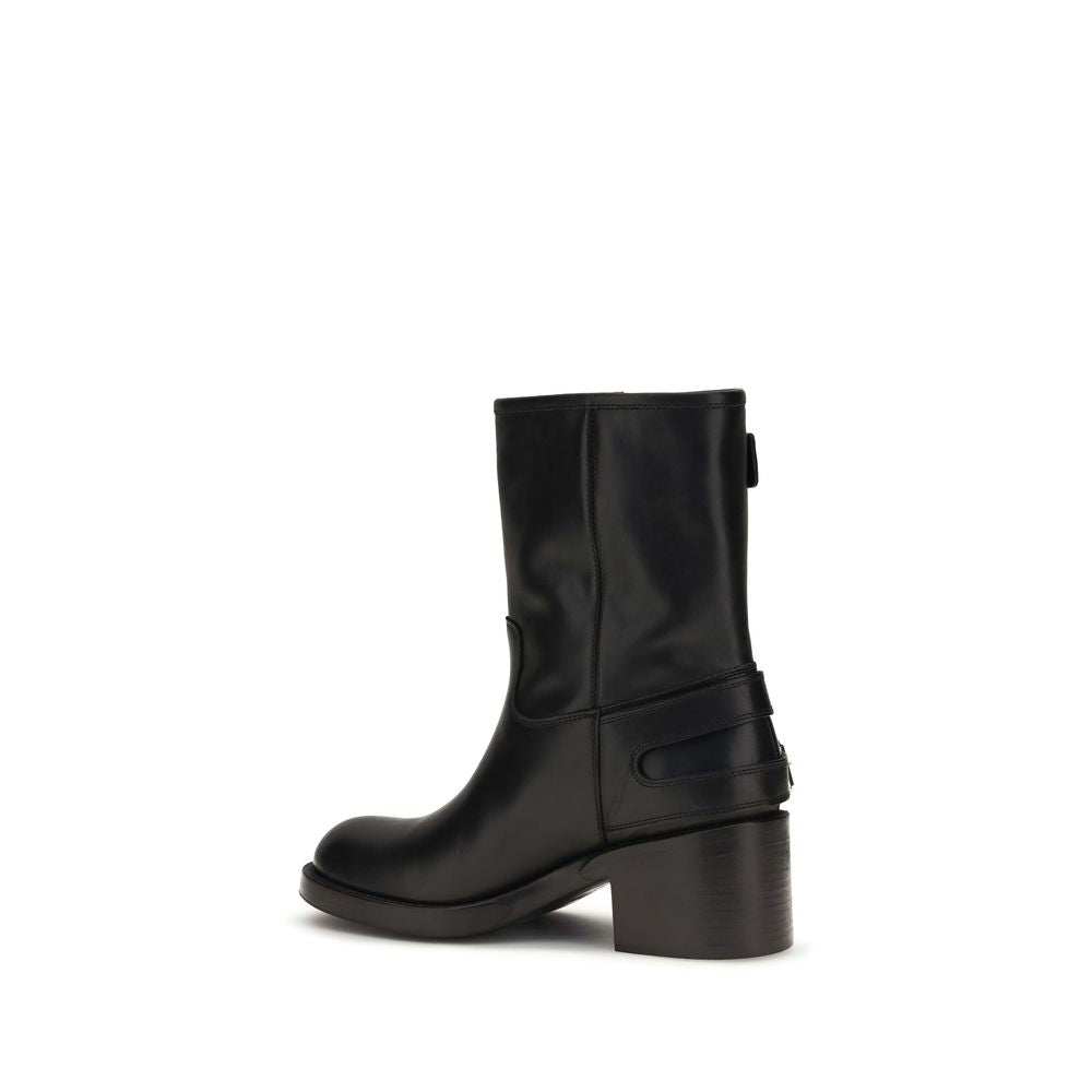 Chloé Black Calf Leather Ankle Boots